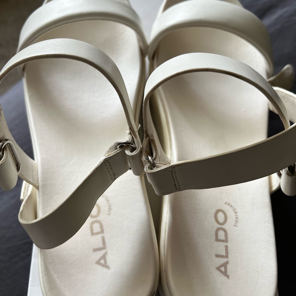 ALDO white platform strapped sandals